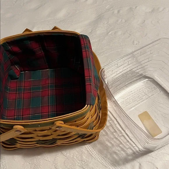 Longaberger 2000 Christmas Collection Deck The Halls basket w/ plaid lining - Picture 5 of 7